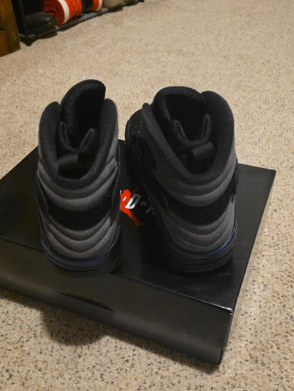 Nike Black and Gray High-Top Basketball Sneakers with Multicolor Tongue - Picture 3 of 5